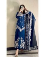 Silken Aura: Raw Silk 3 Piece Stitched Dress - Image 4