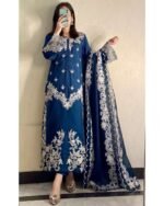 Silken Aura: Raw Silk 3 Piece Stitched Dress - Image 3