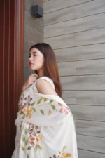 White Rawsilk Saree Stitched - Image 5