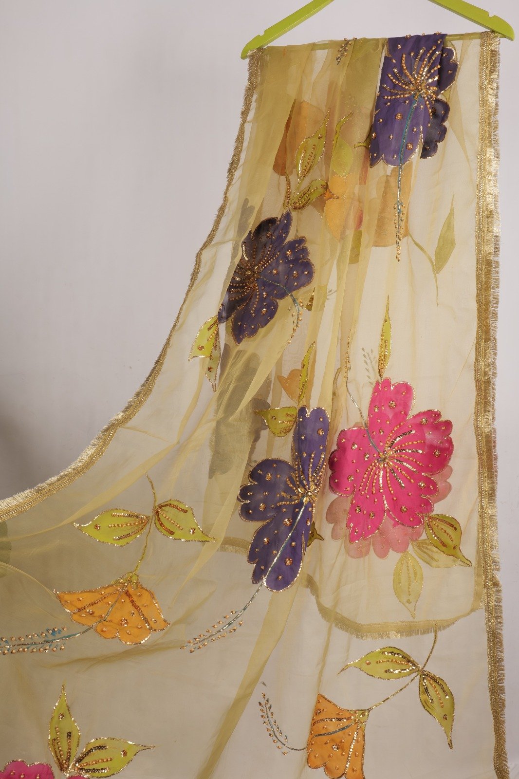 WhatsApp Image 2025-10-15 at 12.55.13 AM Hand-Painted Organza Dupatta with Embellished Work - Image 1
