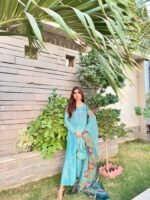 RJF054 Stitched Light Blue 3pc with potli - Image 2