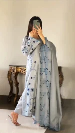 Timeless Grey Blue Elegance Stitched