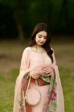RJF054 Stitched Peach 3pc with potli - Image 11
