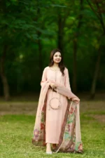 RJF054 Stitched Peach 3pc with potli - Image 10
