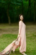 RJF054 Stitched Peach 3pc with potli - Image 4