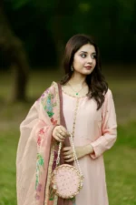 RJF054 Stitched Peach 3pc with potli