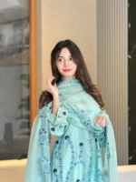 Timeless Mint Green Kaftan Unstitched - Image 2