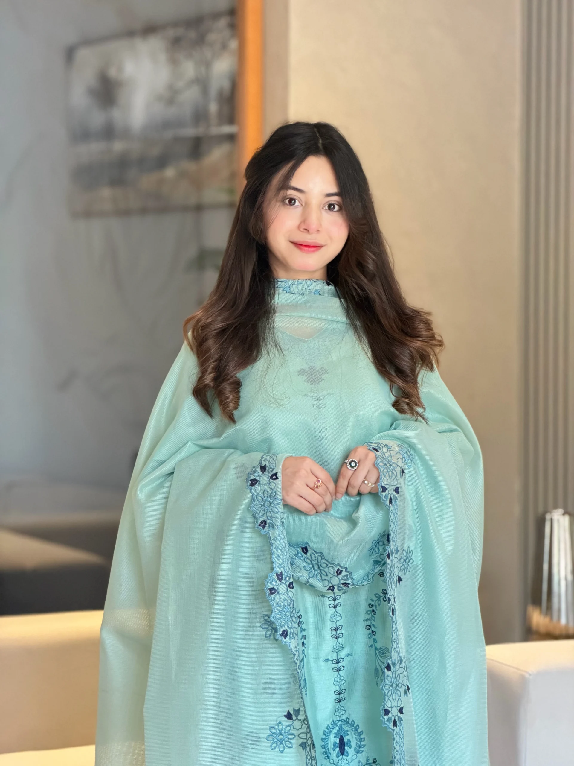 IMG_4879 Timeless Mint Green Kaftan Unstitched - Image 1