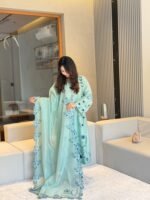 Timeless Mint Green Kaftan Unstitched - Image 5