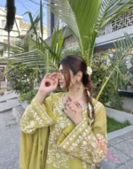 Dhani Green Sides Tassel Khadi Net - Image 6