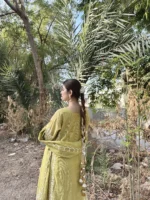 Dhani Green Sides Tassel Khadi Net - Image 5